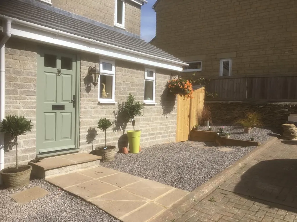 front door and plants